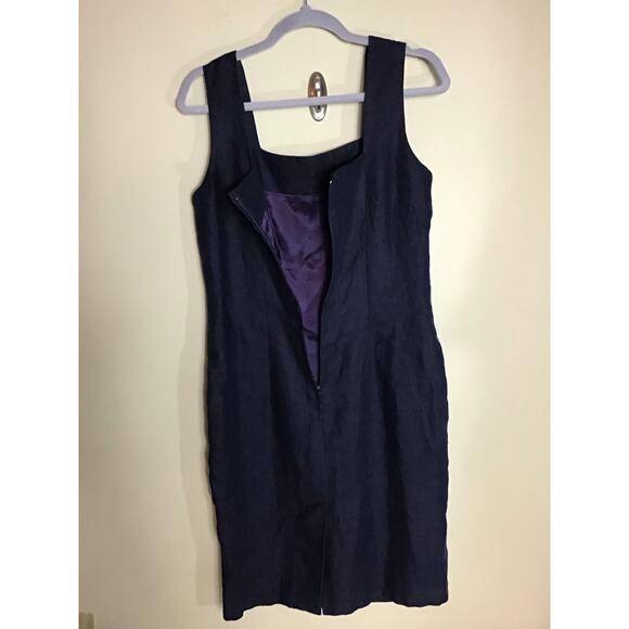 Women Vintage 90’s Sheath Dress Santa Fe Daisy Embroidered Lined Dress Sz10 Blue - Picture 4 of 11